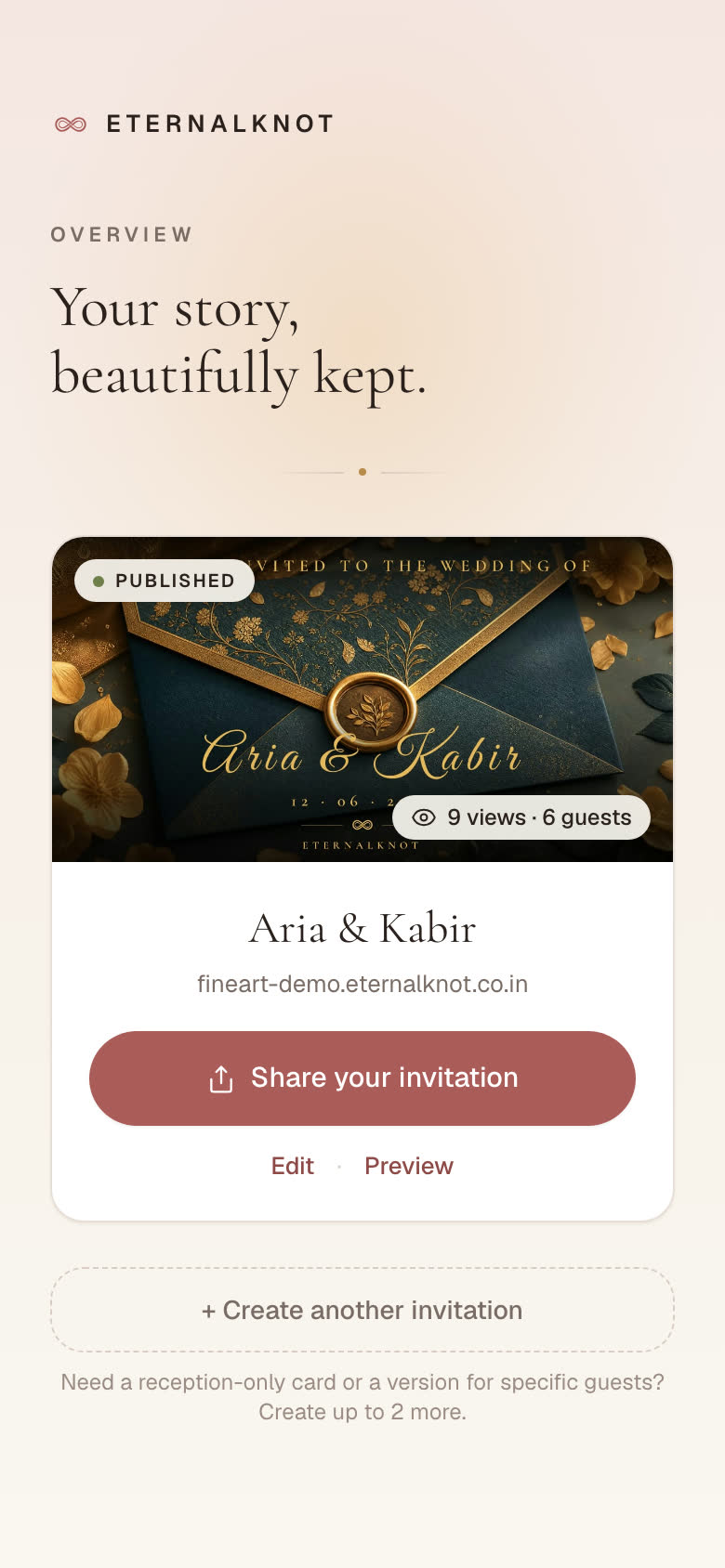 The published invitation, live at its own address