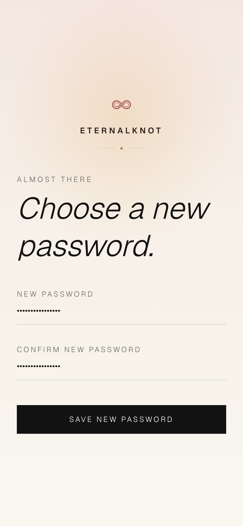 The sign-up screen the email link opens