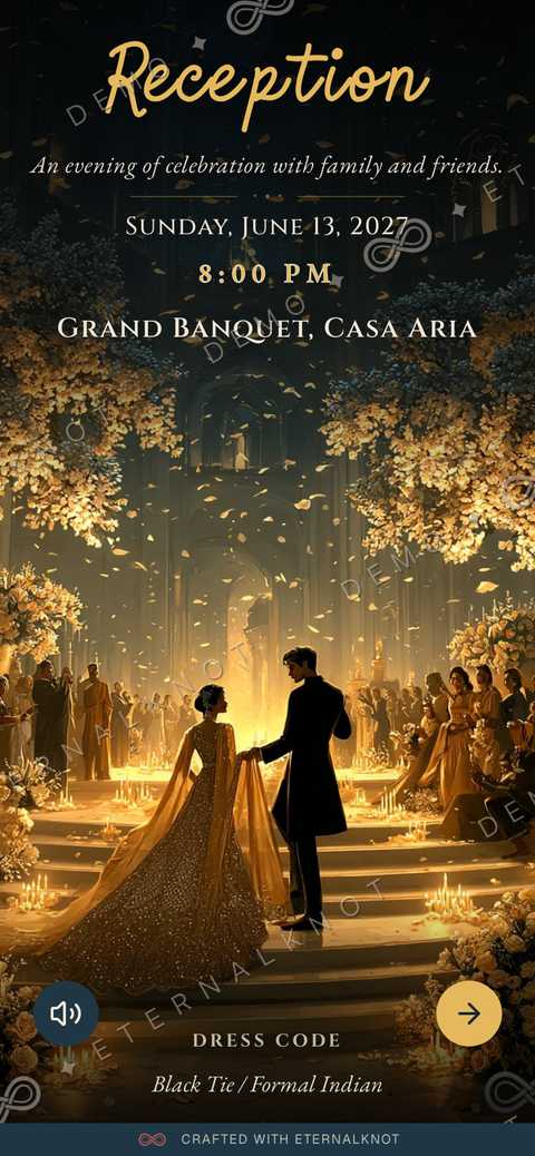 Fine Art template — the reception in a candlelit banquet hall